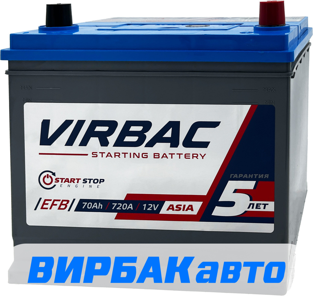 Аккумулятор VIRBAC Asia EFB 70 Ач 720 А обратная полярность