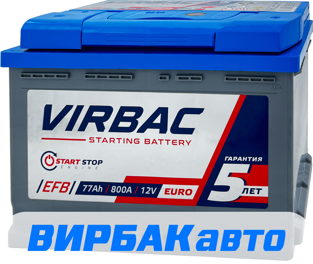 Аккумулятор VIRBAC EFB 77 Ач 800 А обратная полярность