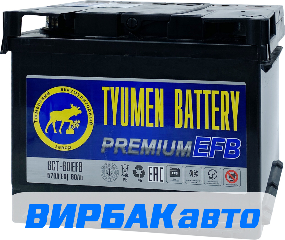 Аккумулятор TYUMEN BATTERY Premium EFB 60 Ач 570 А обратная, 2023 г.