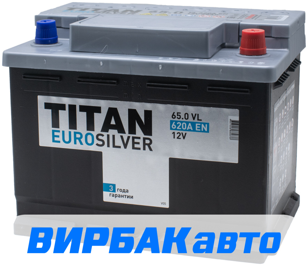 Купить Аккумулятор TITAN EURO SILVER 65 Ач 620 А обратная полярность,  клемма стандартная, цены в Ростове-на-Дону — интернет-магазин VIRBACauto