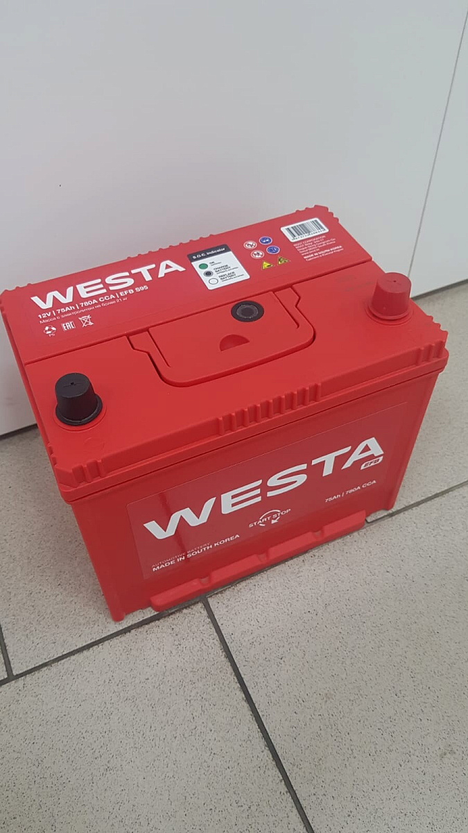 Купить Аккумулятор WESTA Korea (EFB S95) 75 Ач 780 А обратная полярность,  клемма стандартная, цены в Ростове-на-Дону — интернет-магазин VIRBACauto